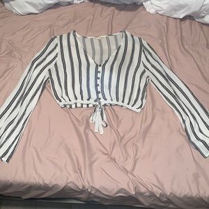 Navy and white striped crop top